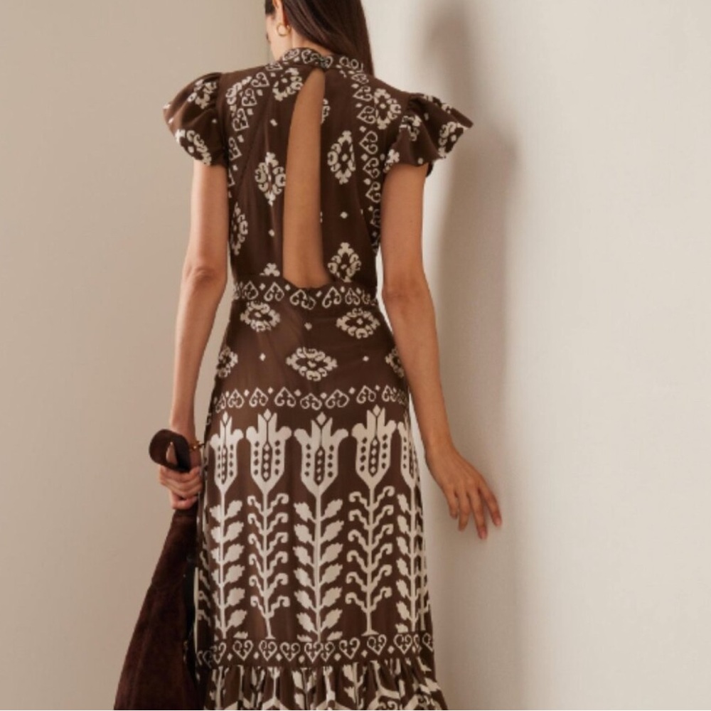 SEA NY Sonia Printed Cutout Silk Midi Dress - Picture 2 of 10